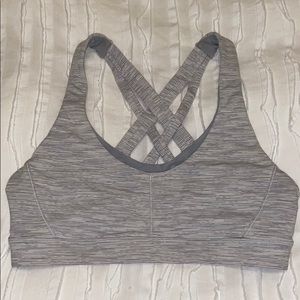 Lululemon Grey/White Striped Sports Bra